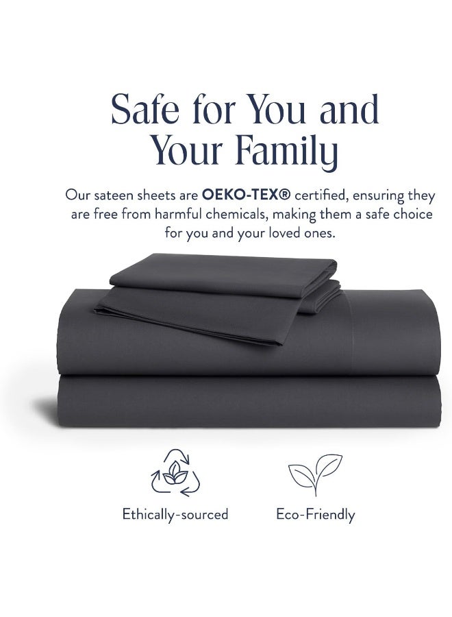 Brooklinen Luxury Sateen King Size 4 Piece Sheet Set in Abyss Blue - 100% Cotton Sateen Sheets - Image 5
